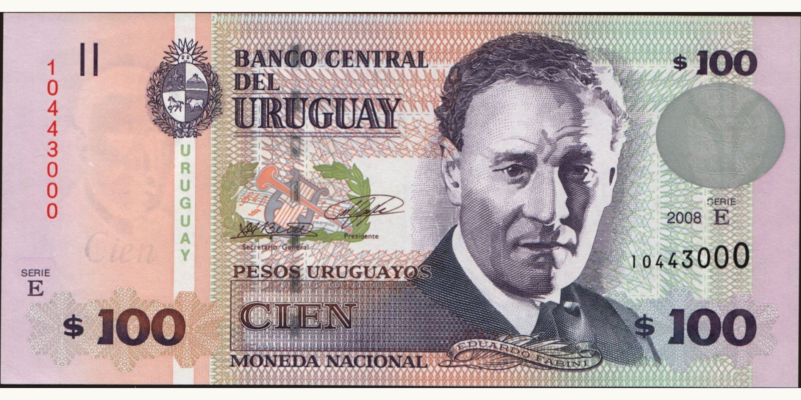 100 pesos Uruguay 2008 — Front side