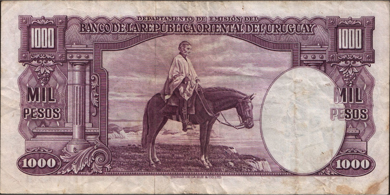 1000 pesos Уругвай 1939 — Оборотная сторона