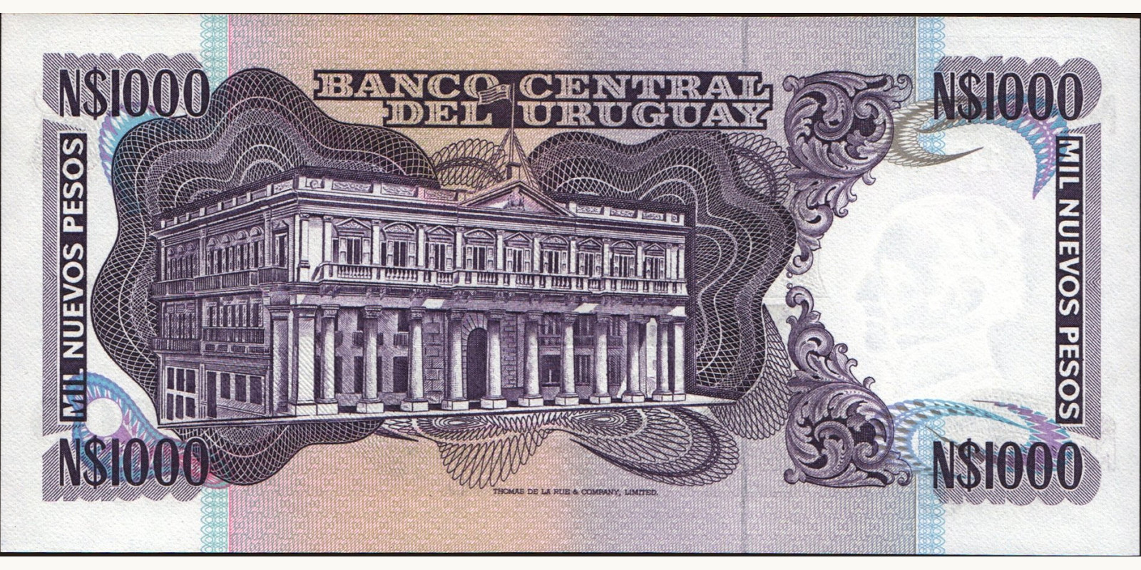 1000 pesos Уругвай 1981 — Оборотная сторона