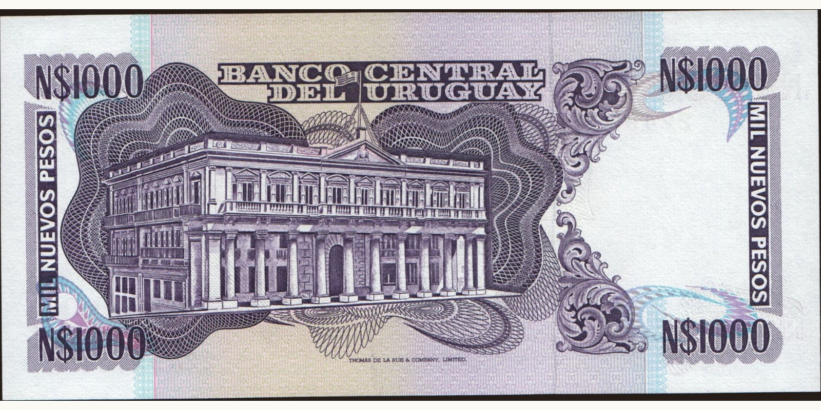 1000 pesos Uruguay 1992 — Back side