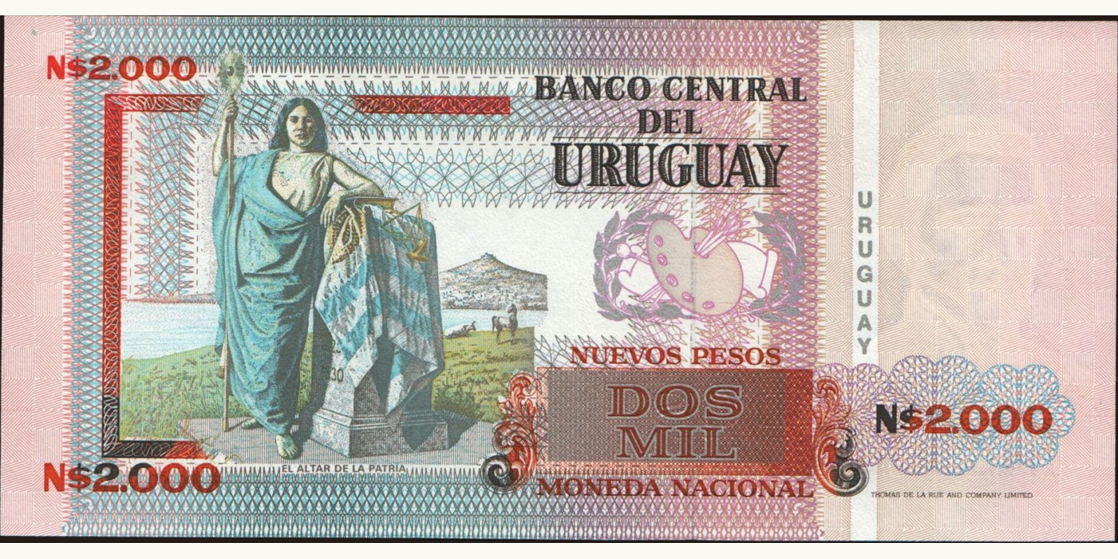 1989 pesos Uruguay 2000 — Back side