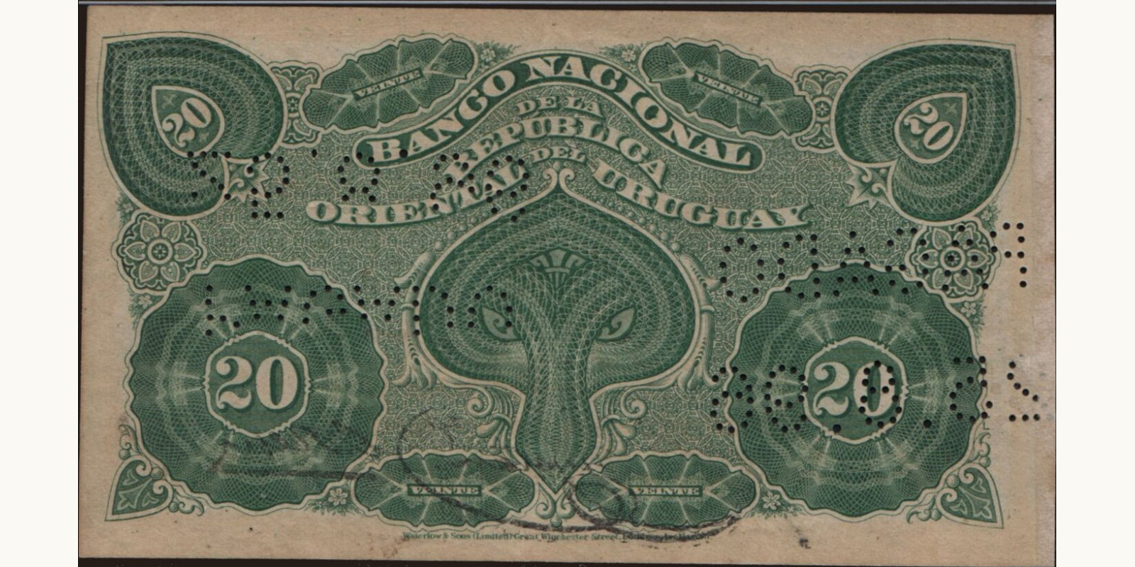 20 centavos Уругвай 1887 — Оборотная сторона
