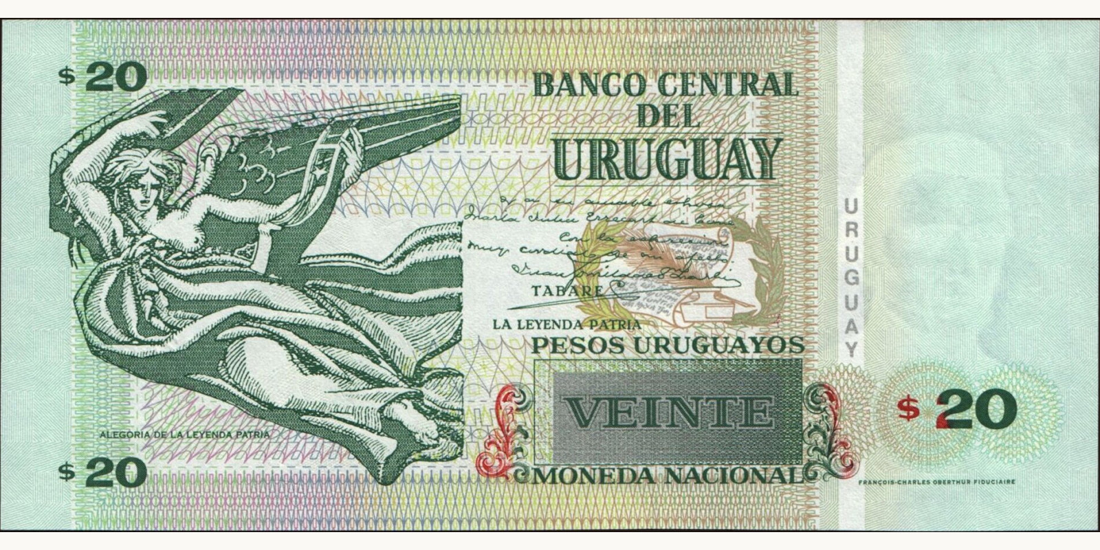 20 pesos Уругвай 2003 — Оборотная сторона