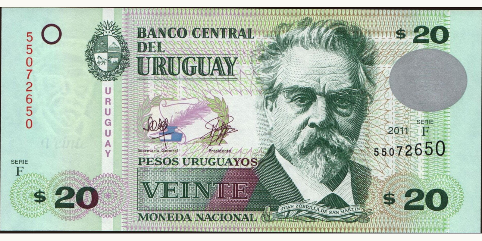 20 pesos Уругвай 2011 — Лицевая сторона