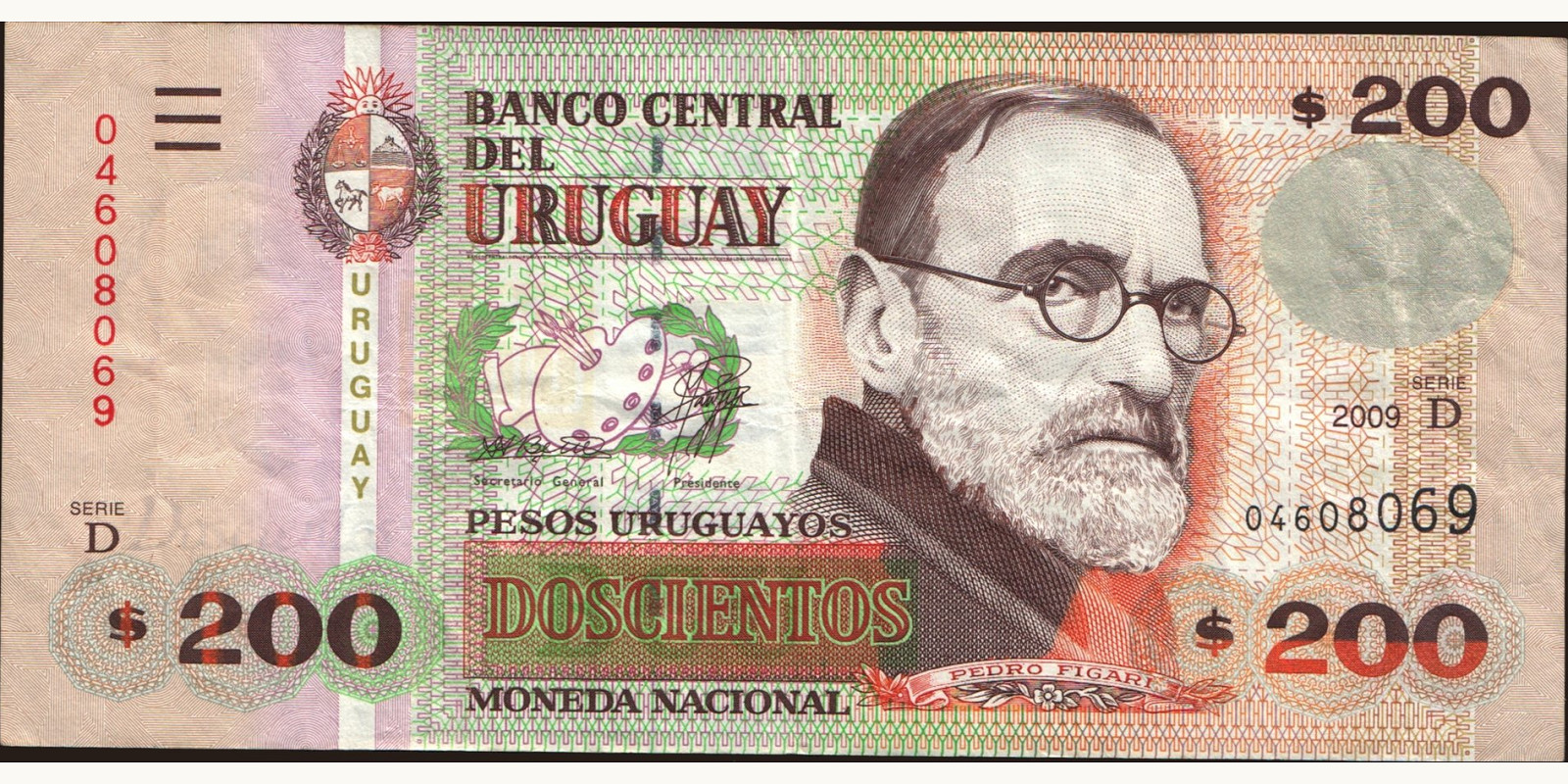 200 pesos Uruguay 2009 — Front side