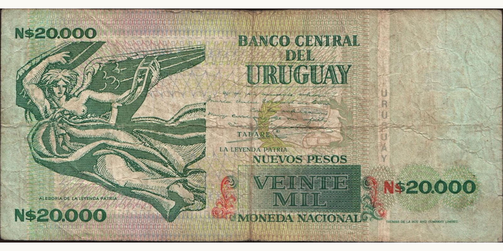 20000 pesos Uruguay 1989 — Back side