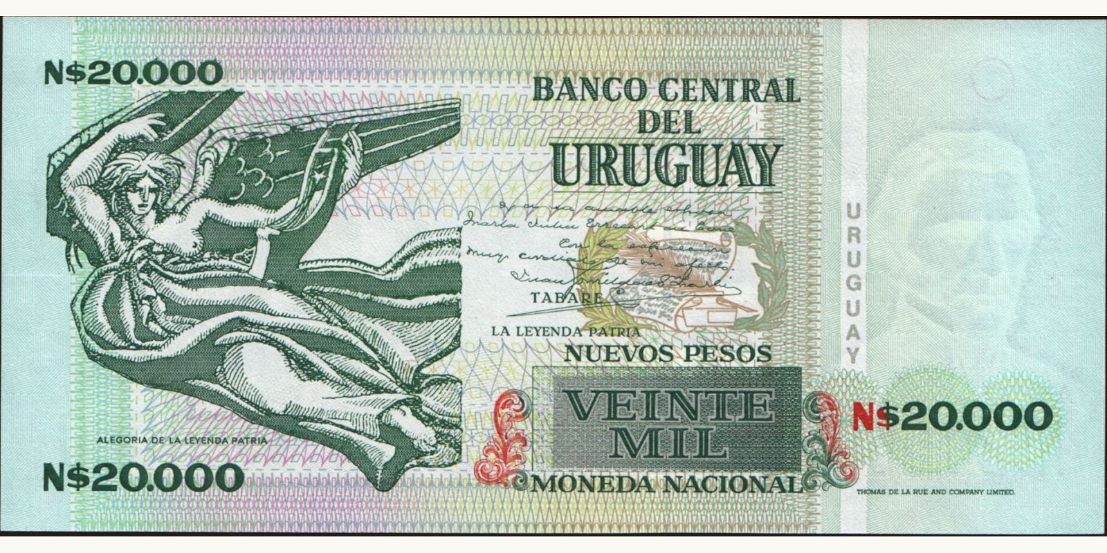 20000 pesos Уругвай 1991 — Оборотная сторона