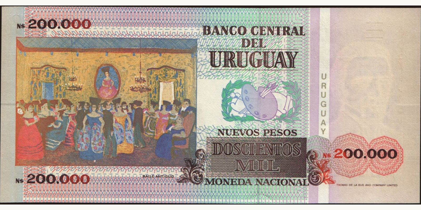 200000 pesos Uruguay 1992 — Back side