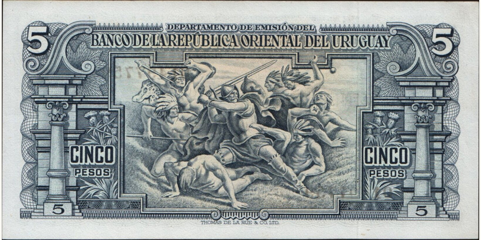 5 pesos Уругвай 1939 — Оборотная сторона