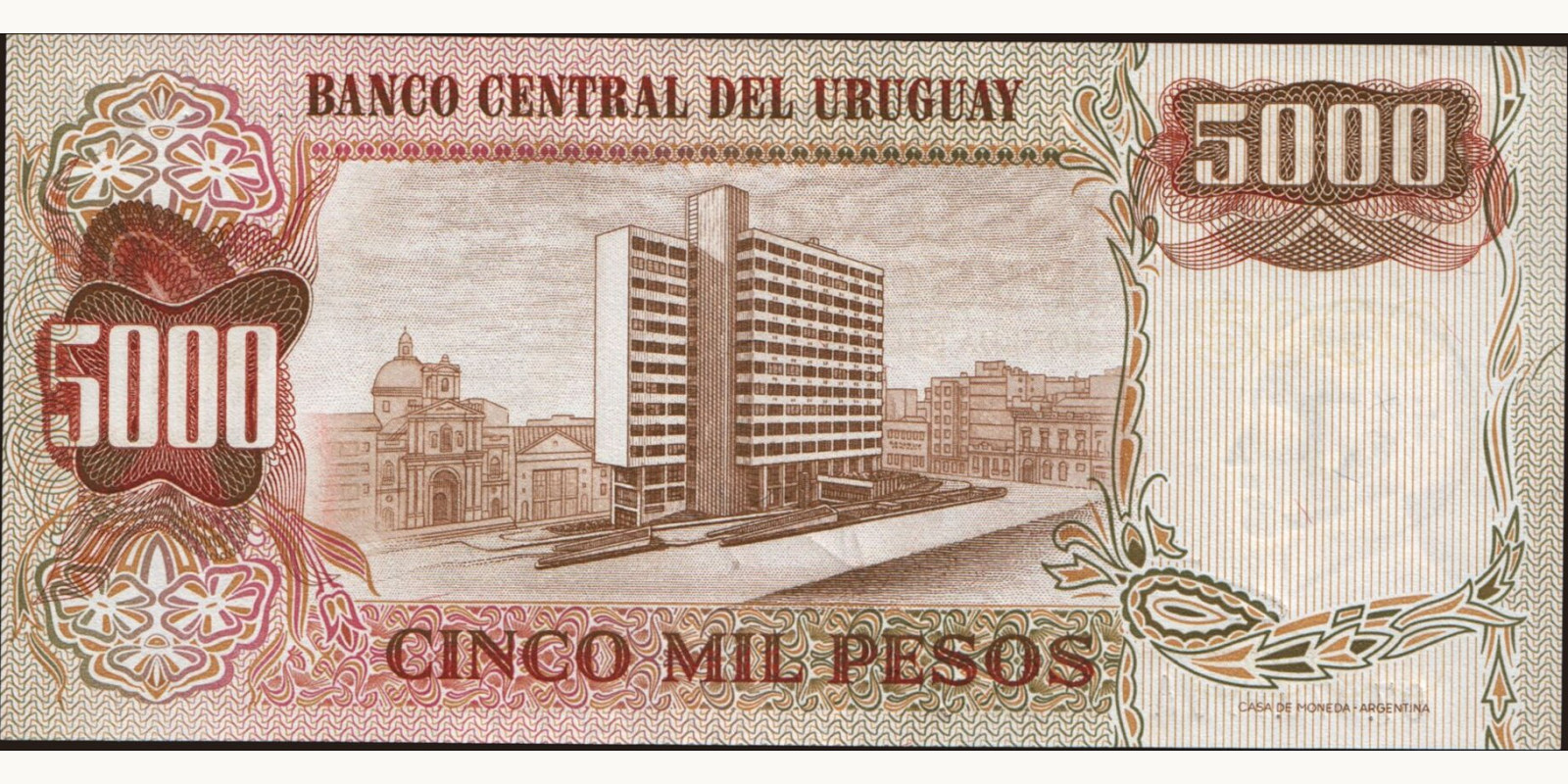 5 pesos Uruguay 1975 — Back side