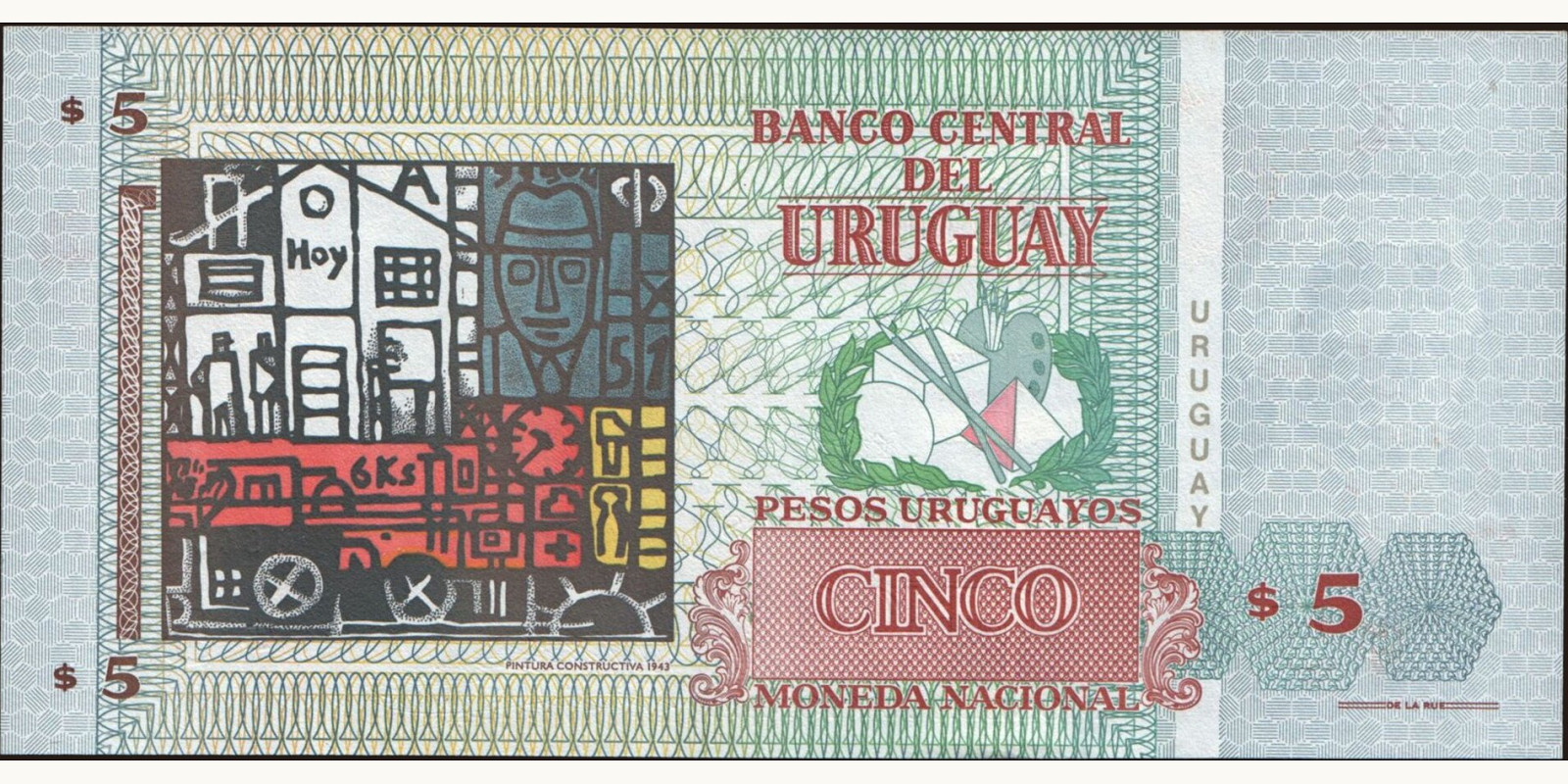 5 pesos Uruguay 1998 — Back side