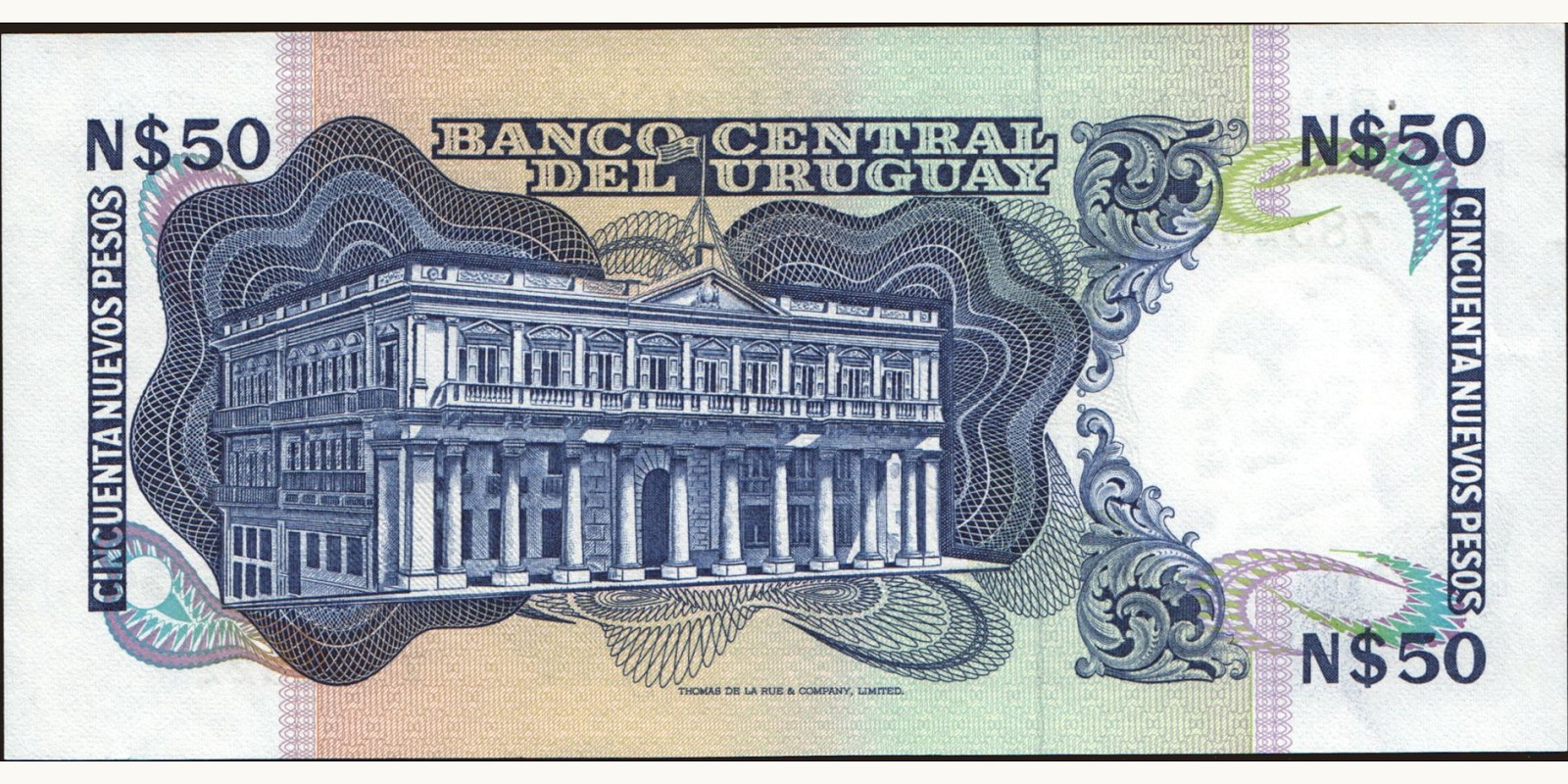 50 pesos Уругвай 1981 — Оборотная сторона