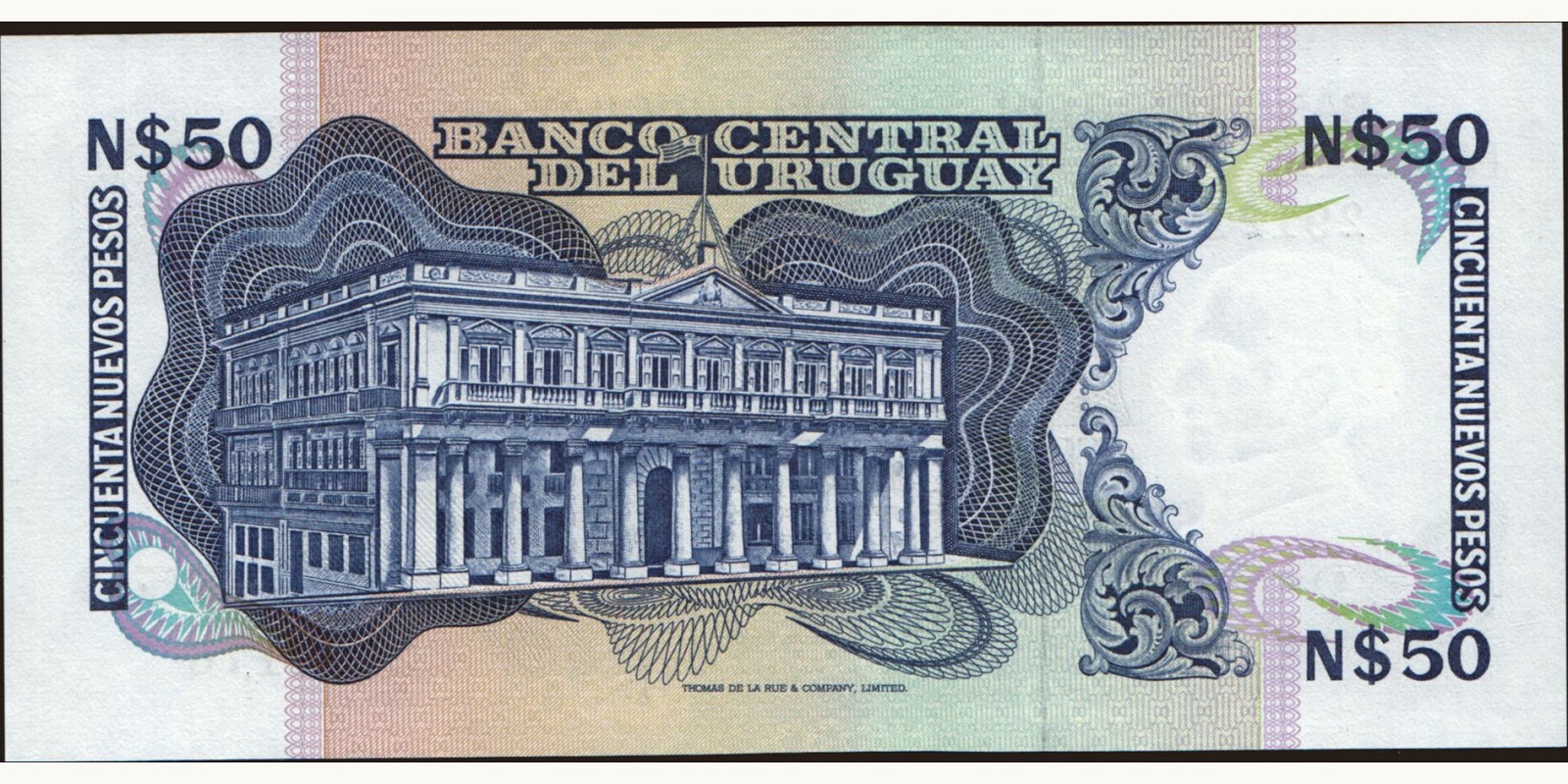 50 pesos Уругвай 1987 — Оборотная сторона