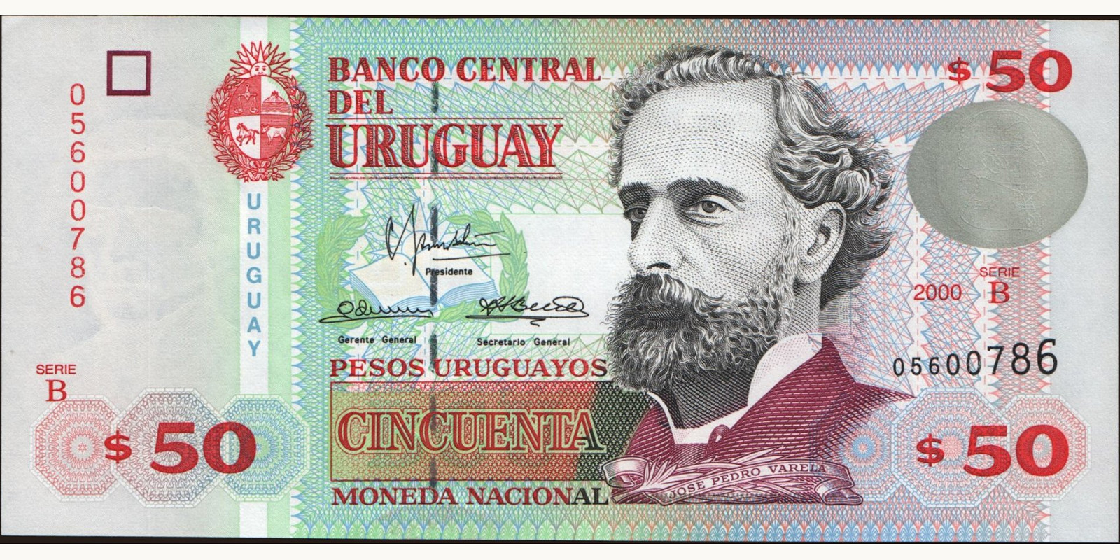 50 pesos Uruguay 2000 — Front side