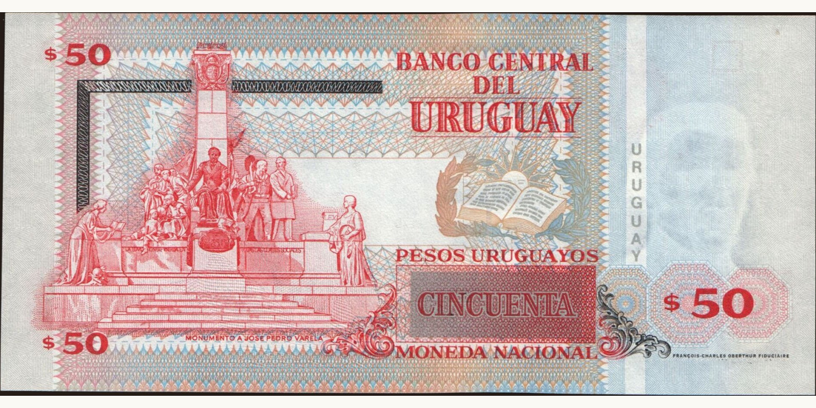 50 pesos Уругвай 2003 — Оборотная сторона
