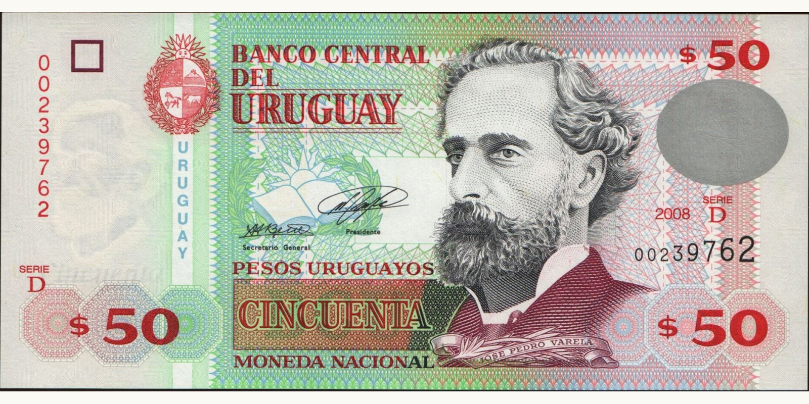 50 pesos Uruguay 2008 — Front side