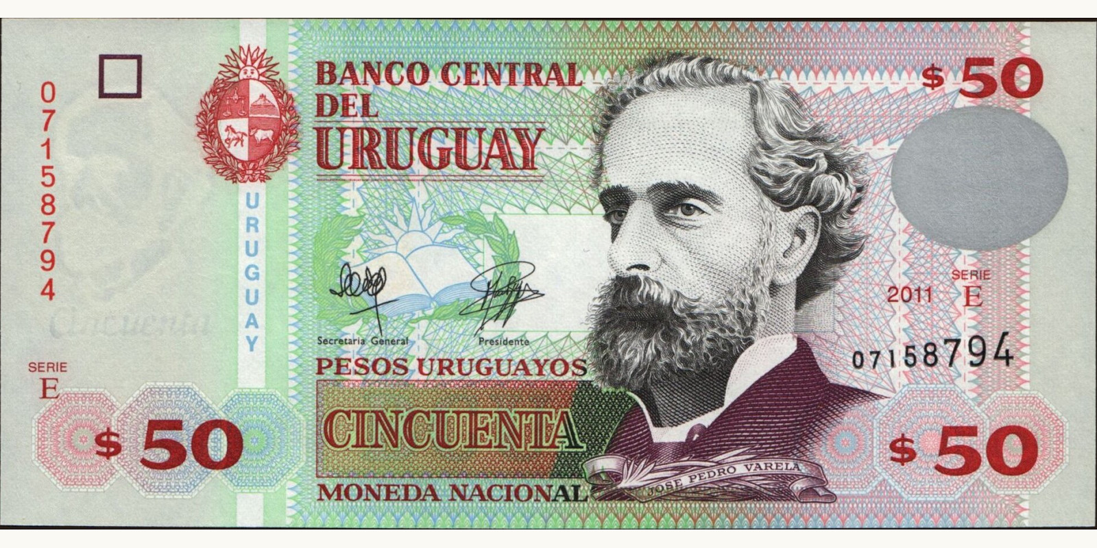 50 pesos Уругвай 2011 — Лицевая сторона