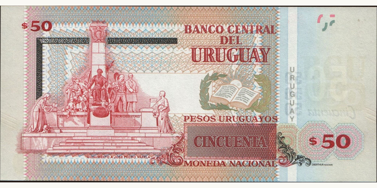 50 pesos Уругвай 2015 — Оборотная сторона