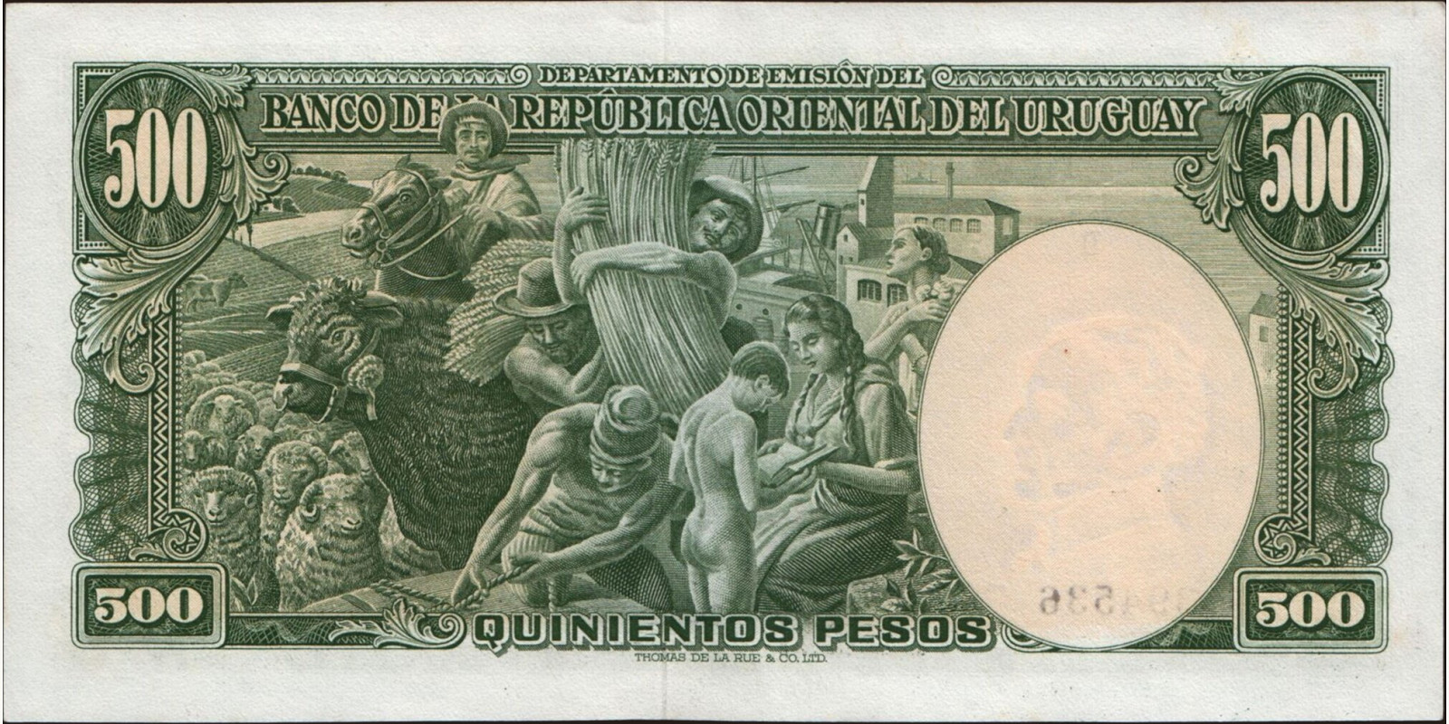 500 pesos Уругвай 1939 — Оборотная сторона