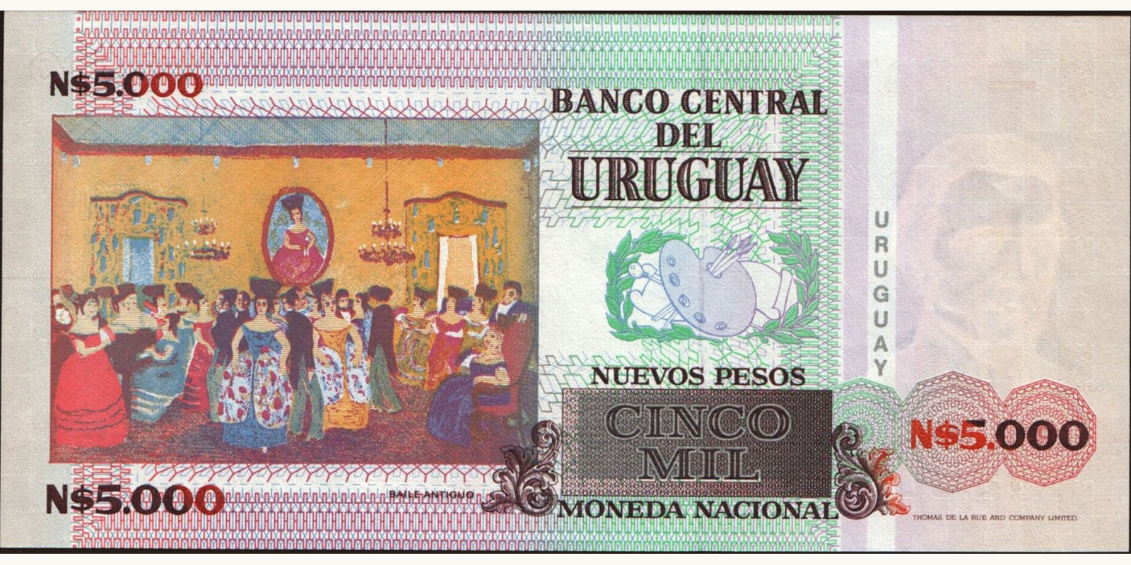 5000 pesos Uruguay 1989 — Back side