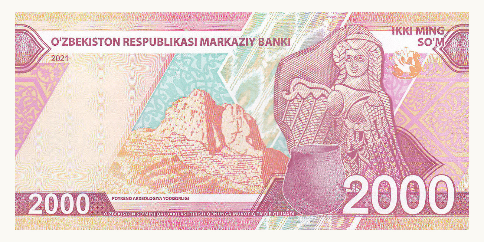 2000 som Uzbekistan 2021 — Back side