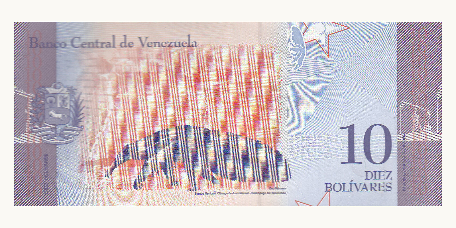 10 bolivars Венесуэла 2018 — Оборотная сторона