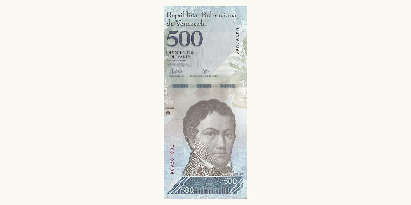 500 bolivars Venezuela 2017 — Front side