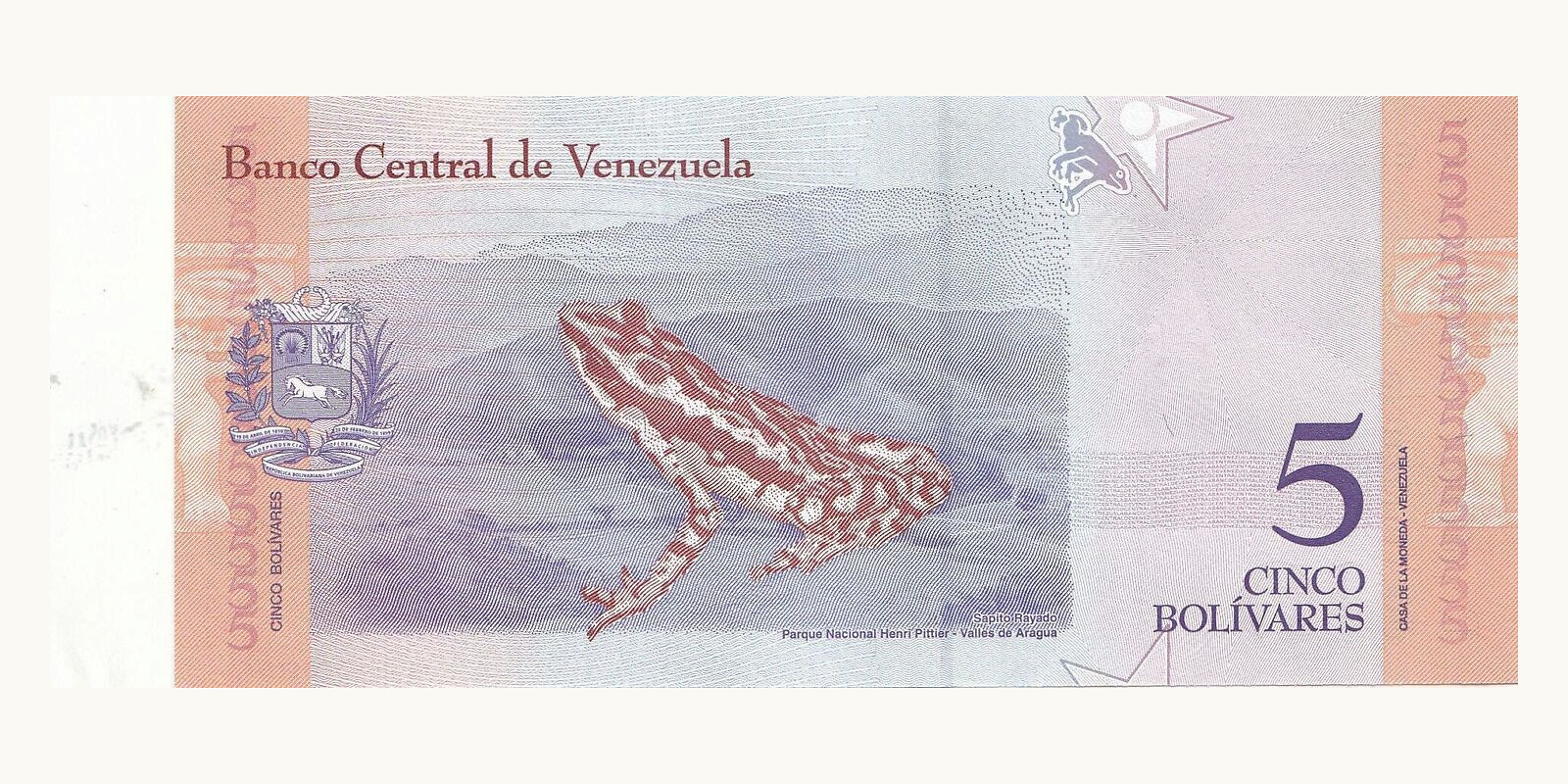 5 bolivars Venezuela 2018 — Back side