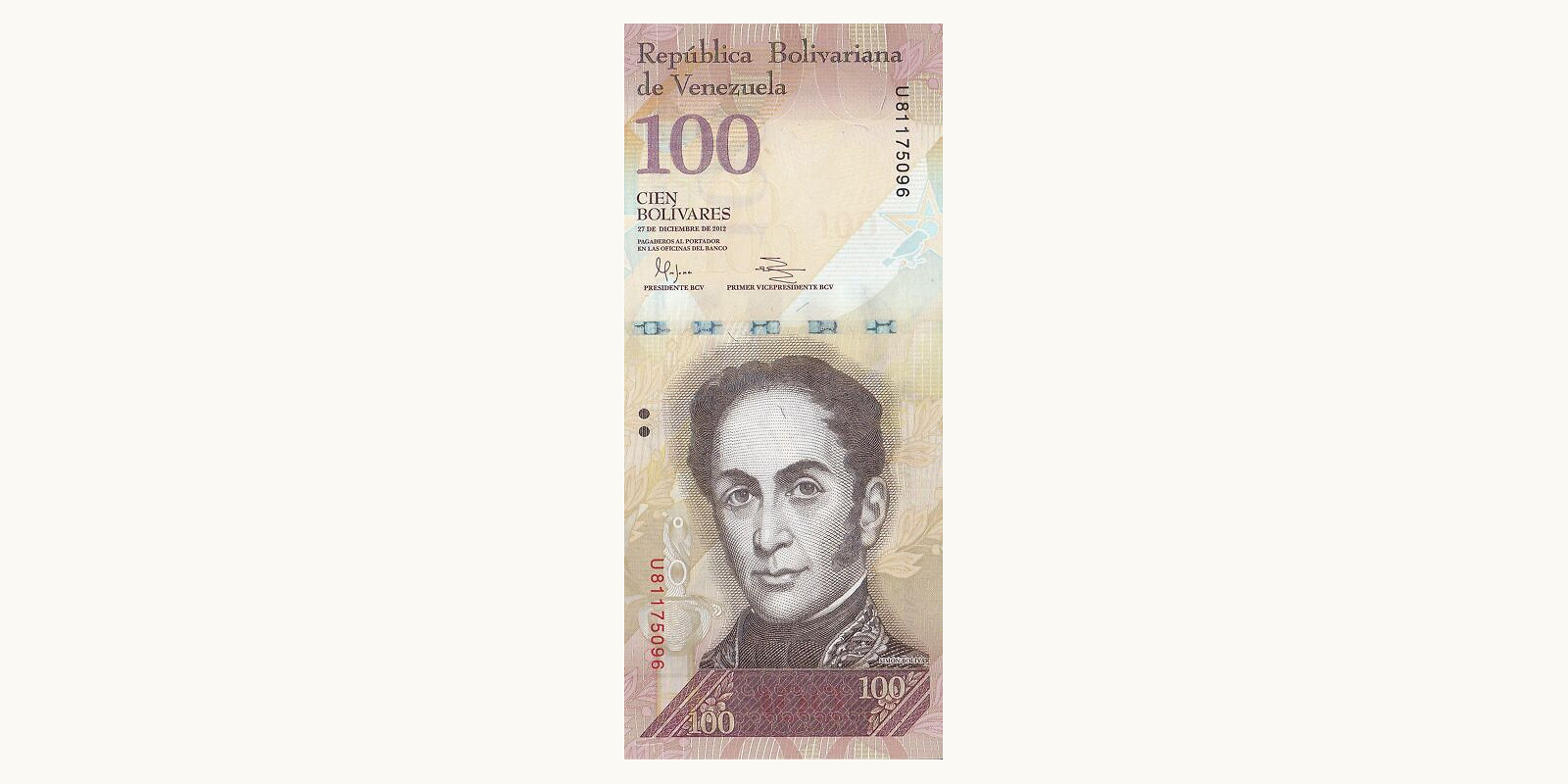 100 bolivares 2012