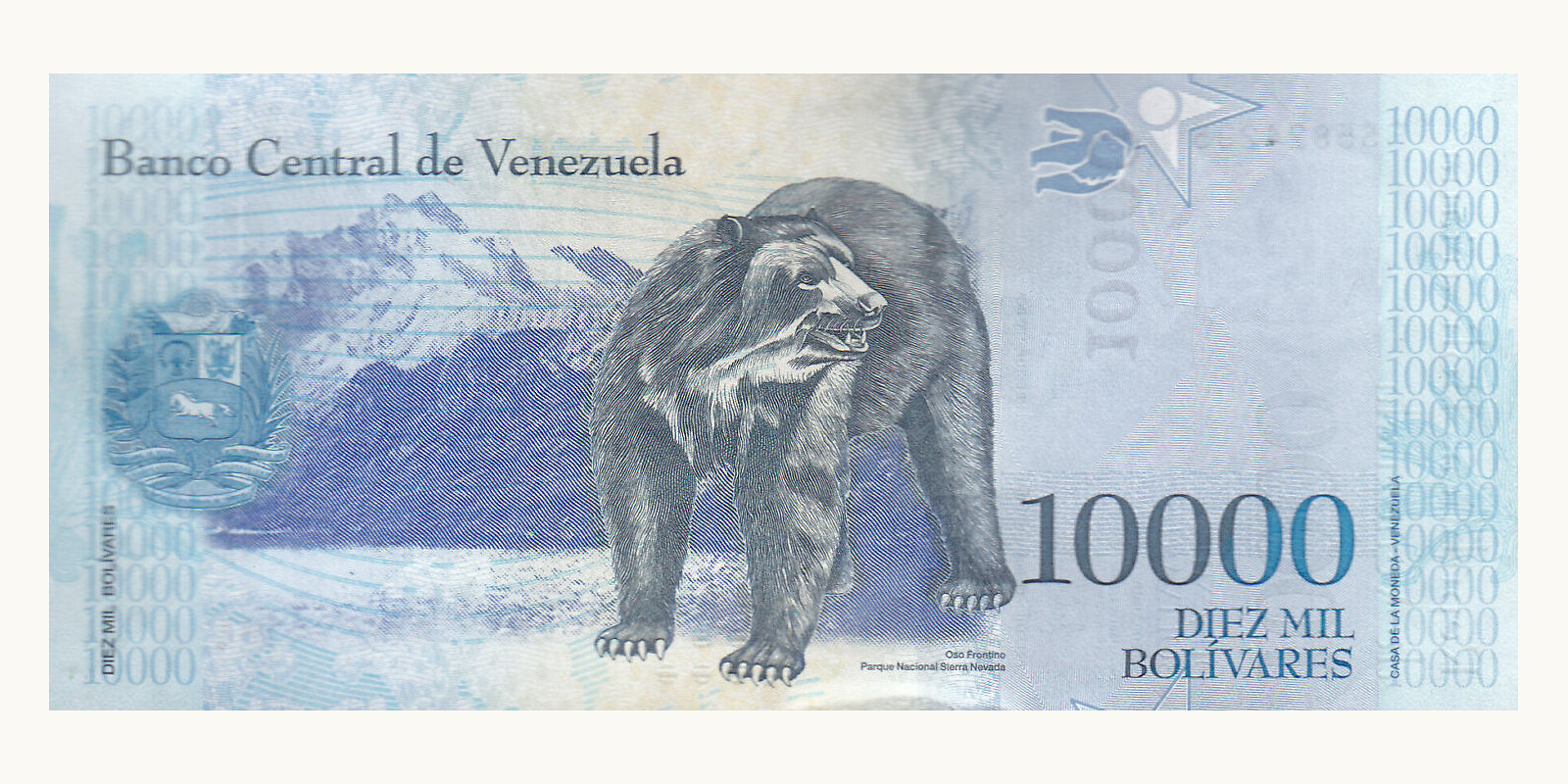 10000 bolivars Venezuela 2017 — Back side