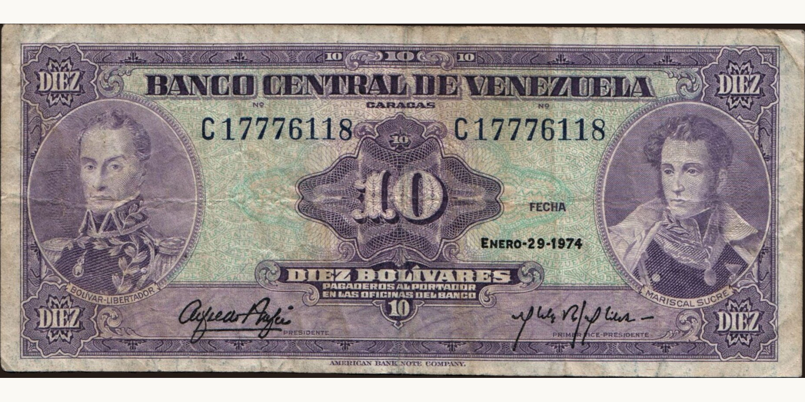 10 bolivars 1974