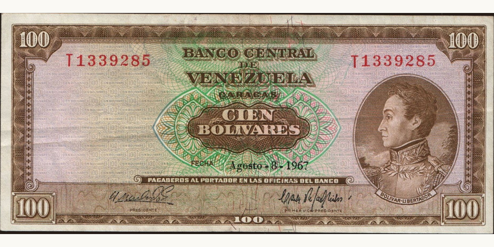100 bolivars 1967