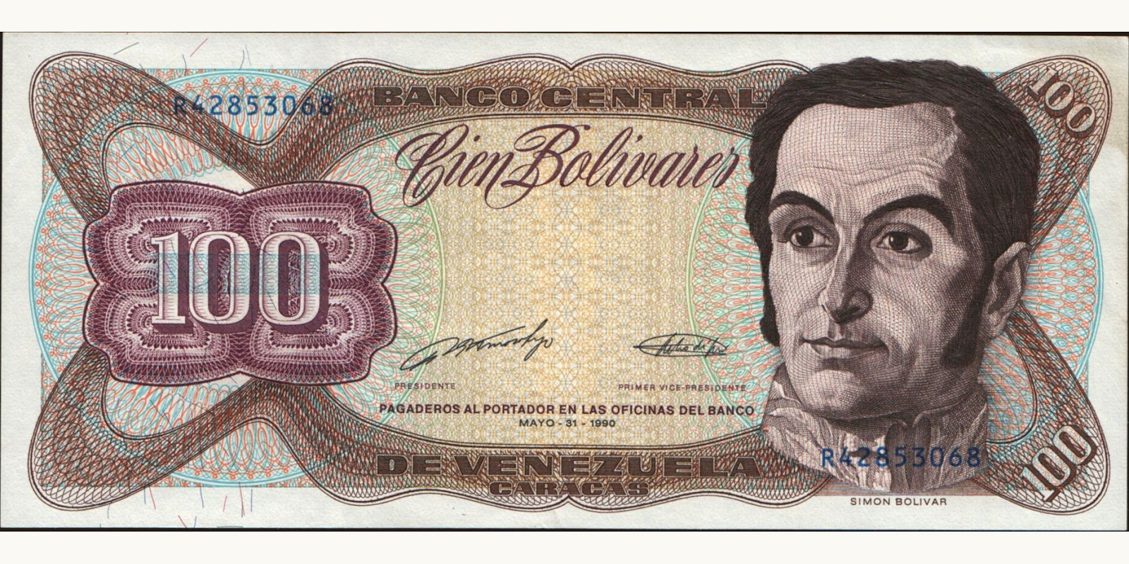 100 bolivars Venezuela 1990 — Front side