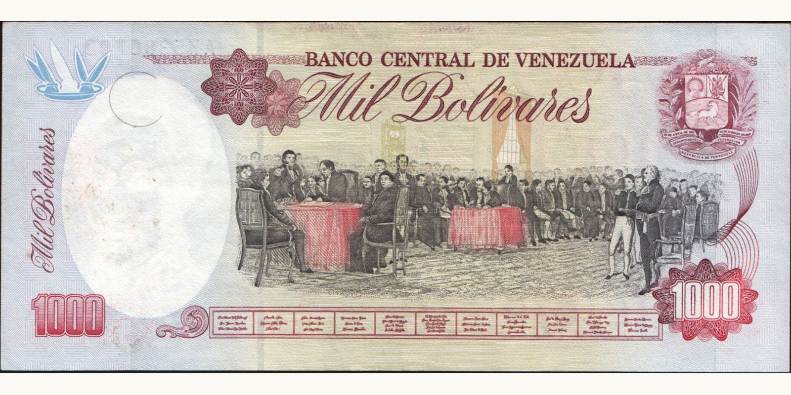 1000 bolivars Венесуэла 1992 — Оборотная сторона
