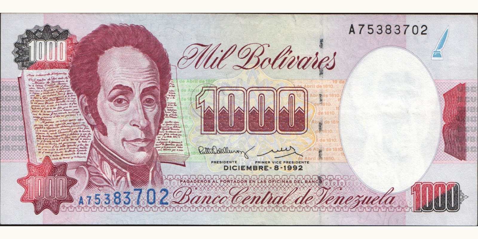 1000 bolivars 1992