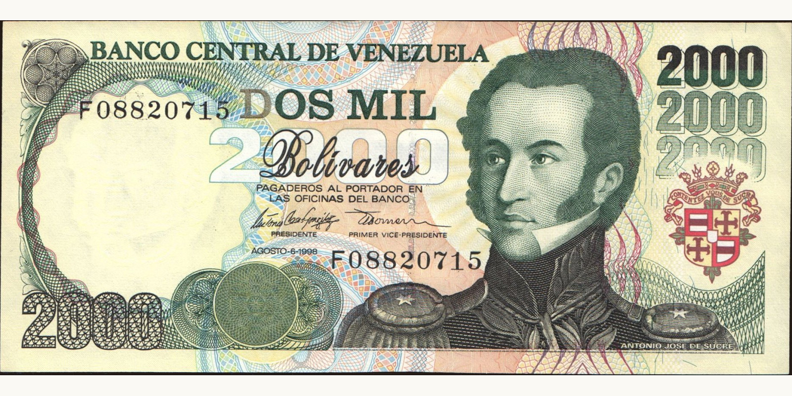 1998 bolivars Венесуэла 2000 — Лицевая сторона