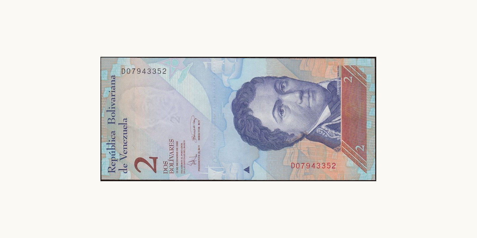 2 bolivars Venezuela 2008 — Front side