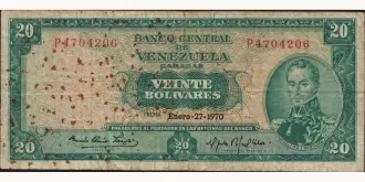 20 bolivars 1970