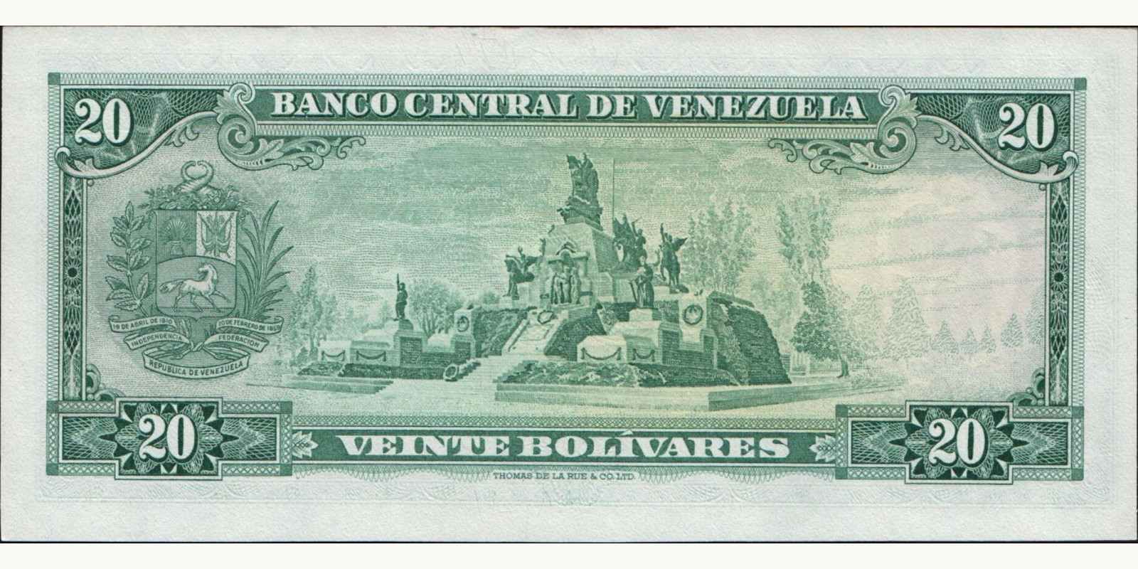 20 bolivars Венесуэла 1974 — Оборотная сторона