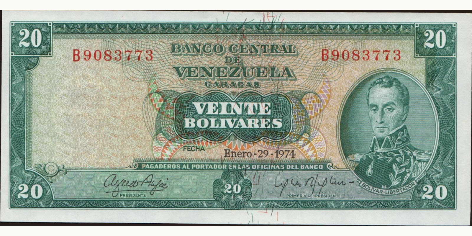 20 bolivars 1974