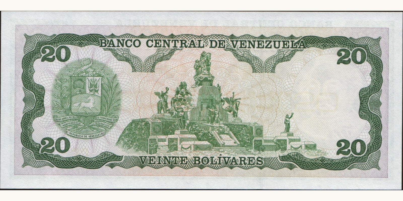 20 bolivars Venezuela 1984 — Back side