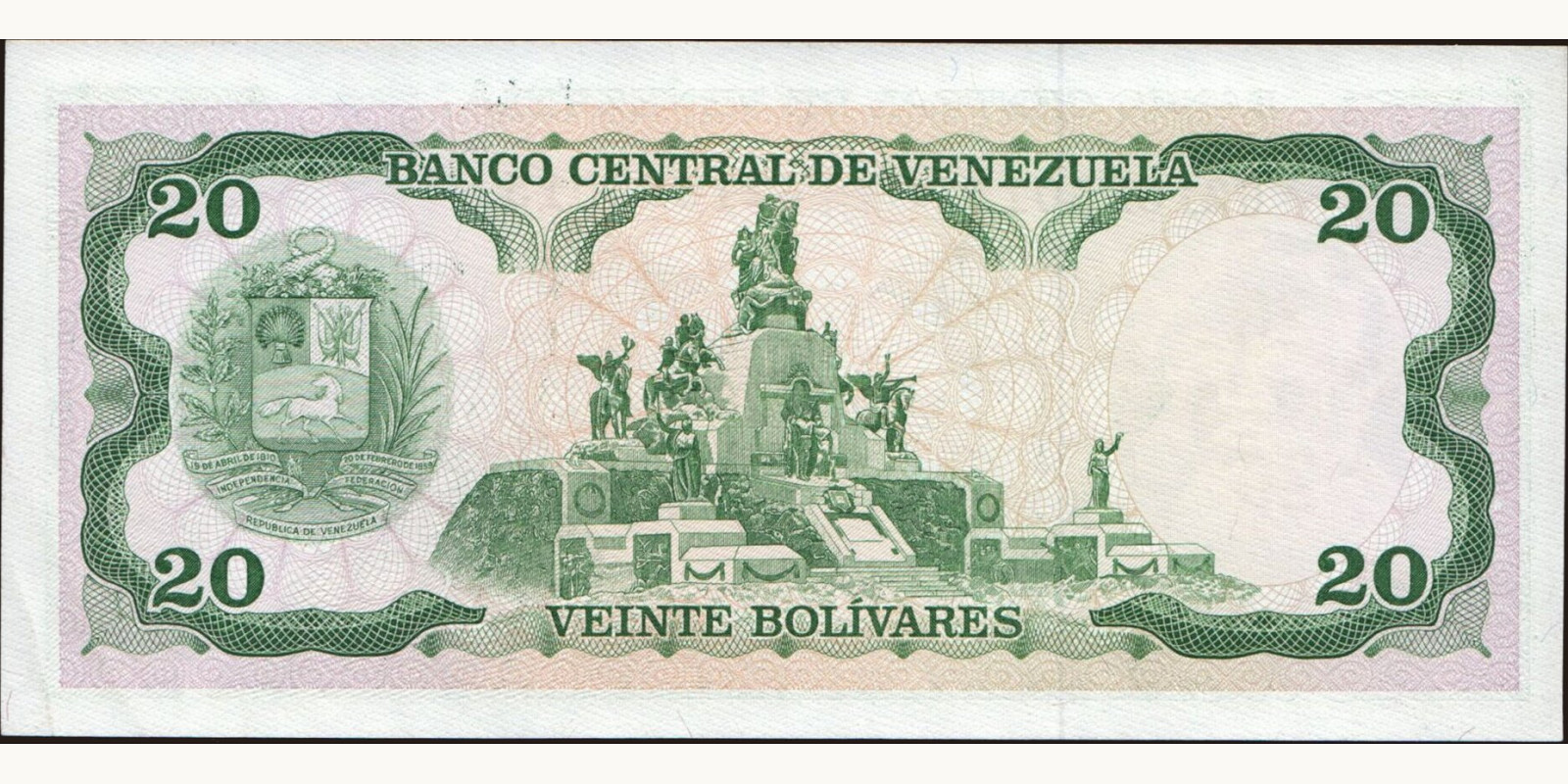 20 bolivars Venezuela 1989 — Back side
