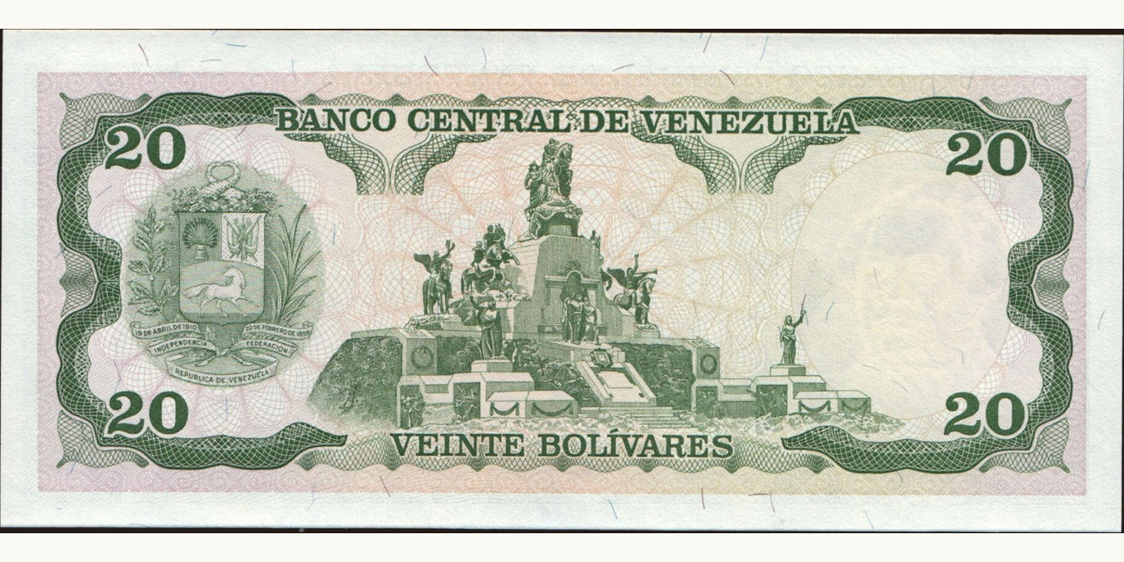 20 bolivars Венесуэла 1998 — Оборотная сторона