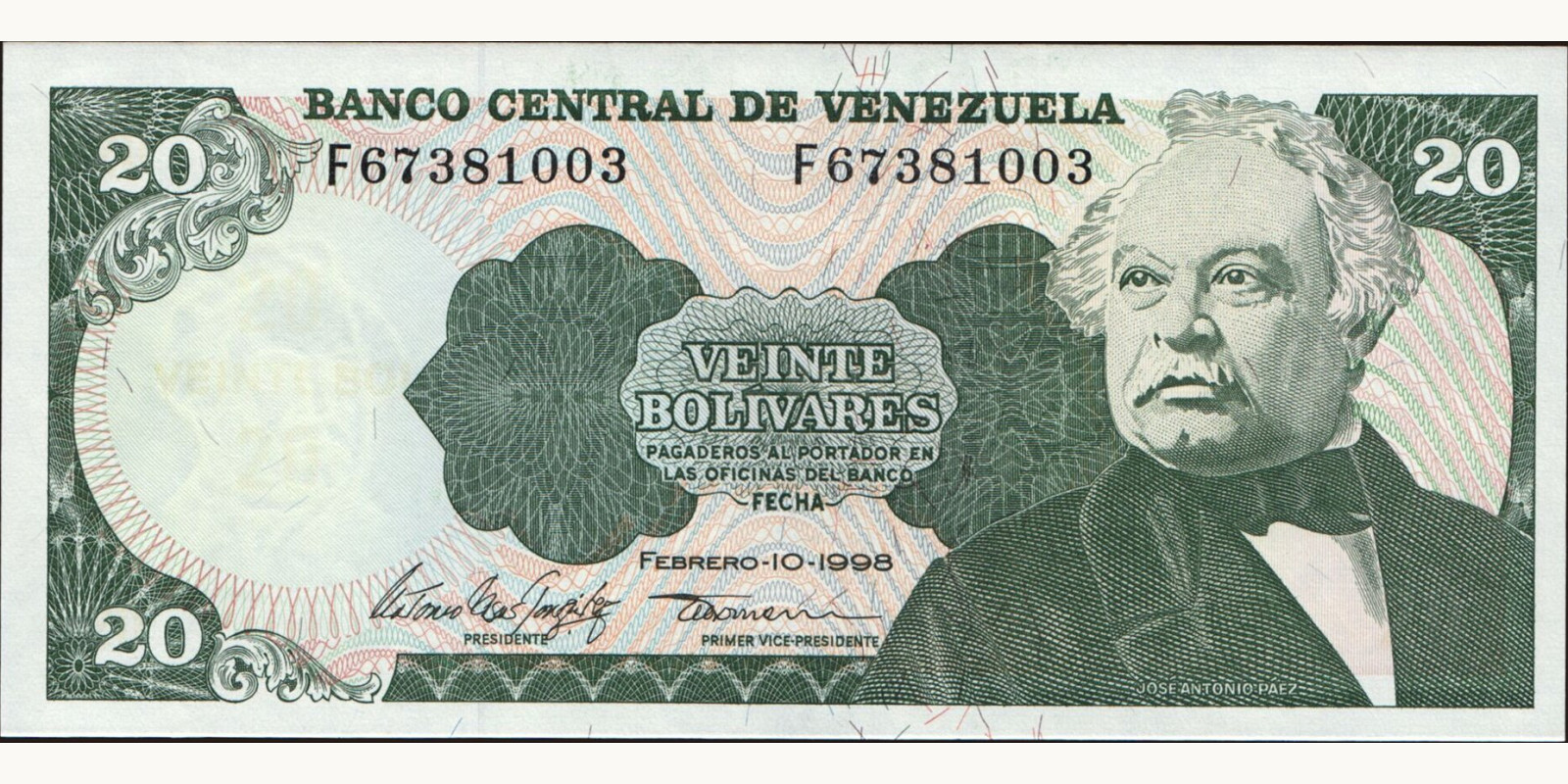 20 bolivars 1998