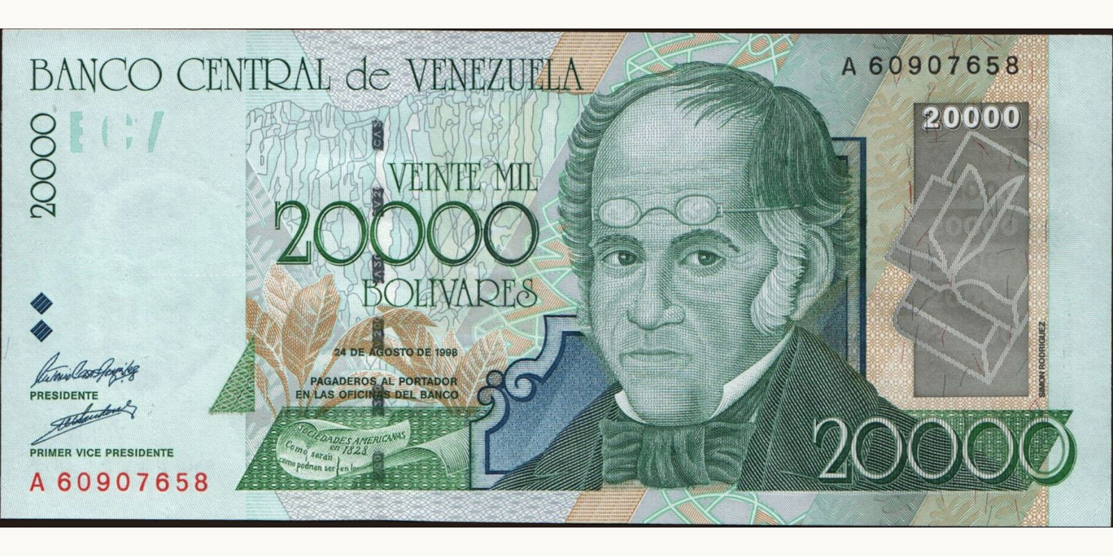 20000 bolivars Венесуэла 1998 — Лицевая сторона