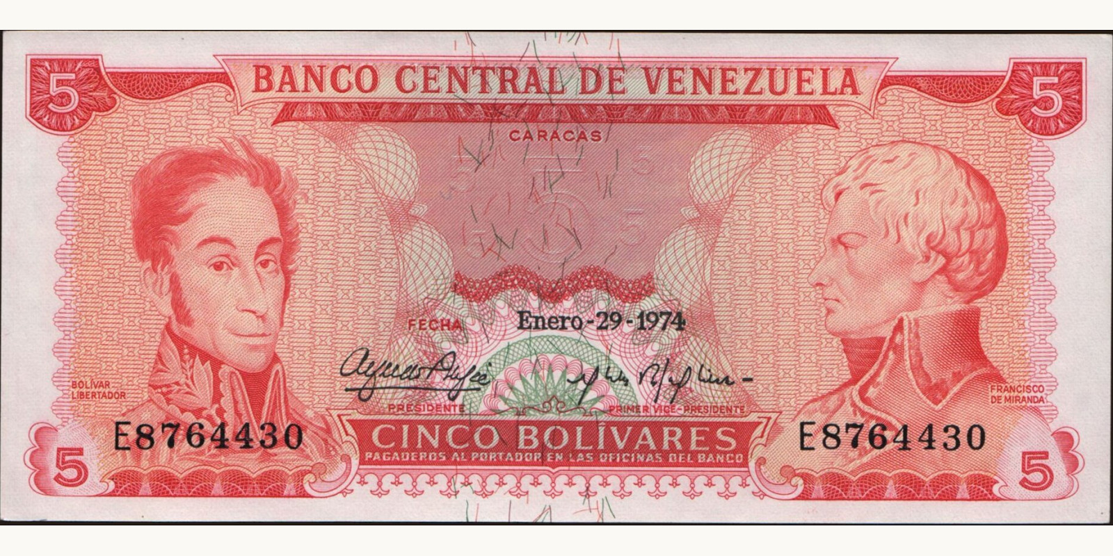 5 bolivars 1974