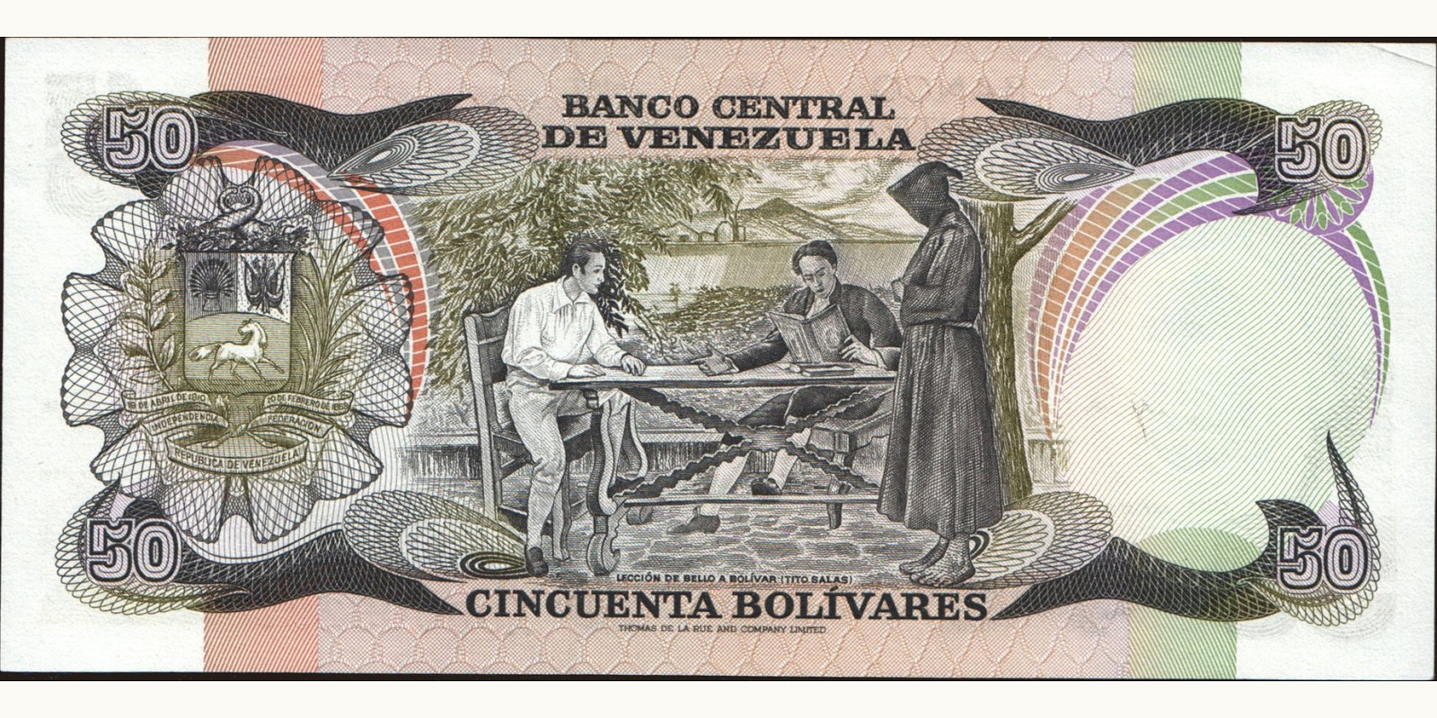 50 bolivars Венесуэла 1981 — Оборотная сторона