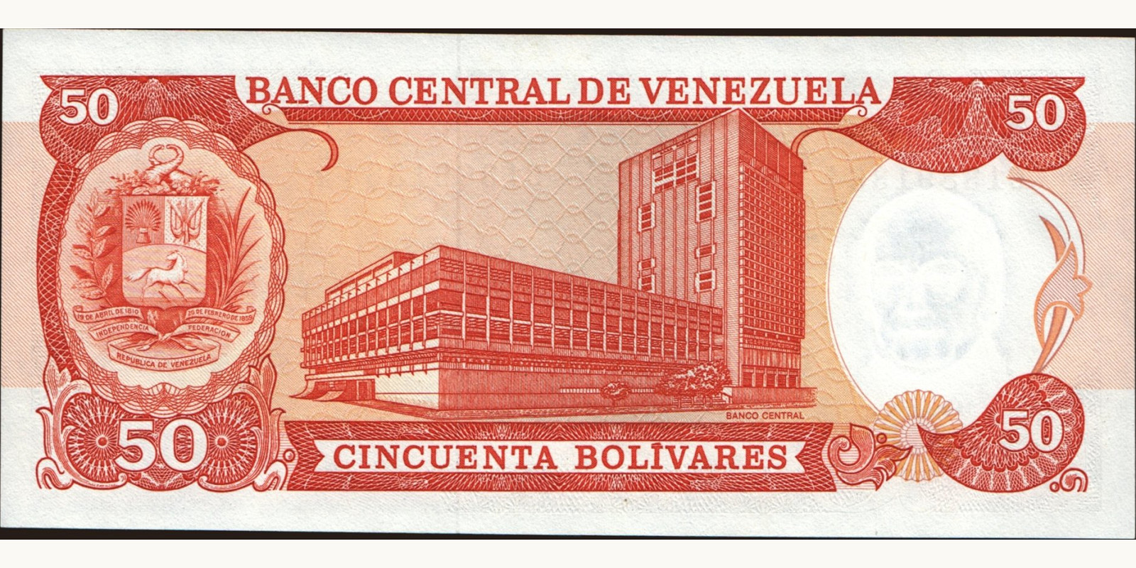 50 bolivars Venezuela 1990 — Back side