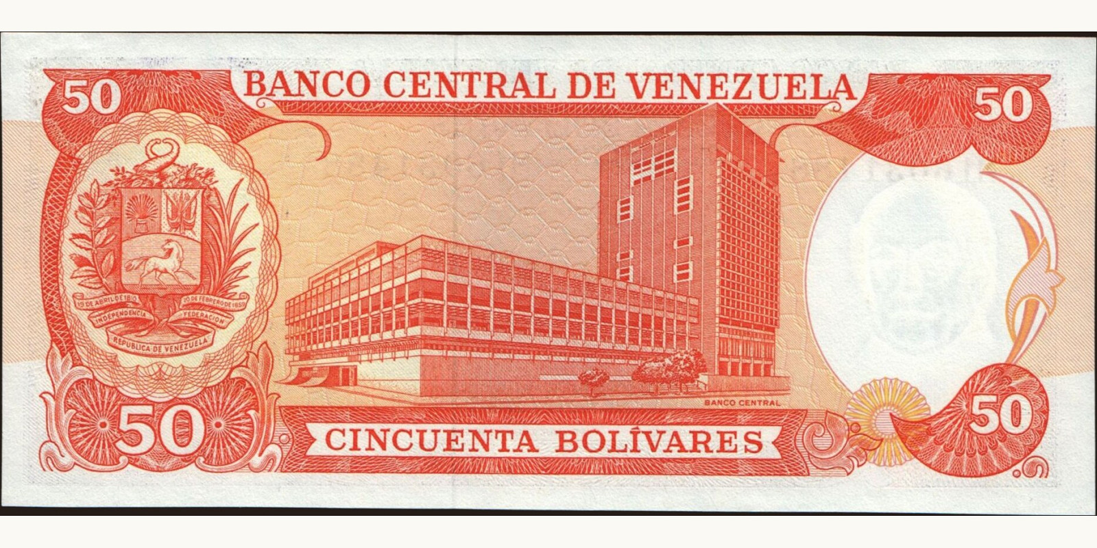 50 bolivars Venezuela 1992 — Back side