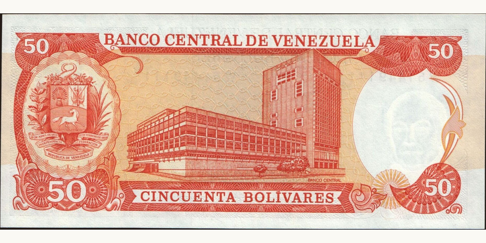 50 bolivars Venezuela 1998 — Back side